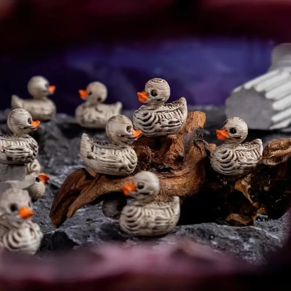 1-20Pack 0.6in Gothic Cute Skull Ducks - Resin Figurines for Halloween, Gothic Home, Office, Party - Compact Desk Decor