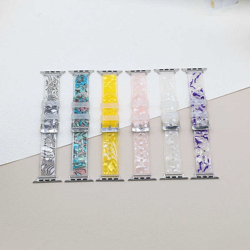 Transparent Floral Strap For Apple Watch 46mm 41mm 42mm 44mm 45mm Silicone Printed Pattern Band for iWatch Series 10 9 8 7 SE 6