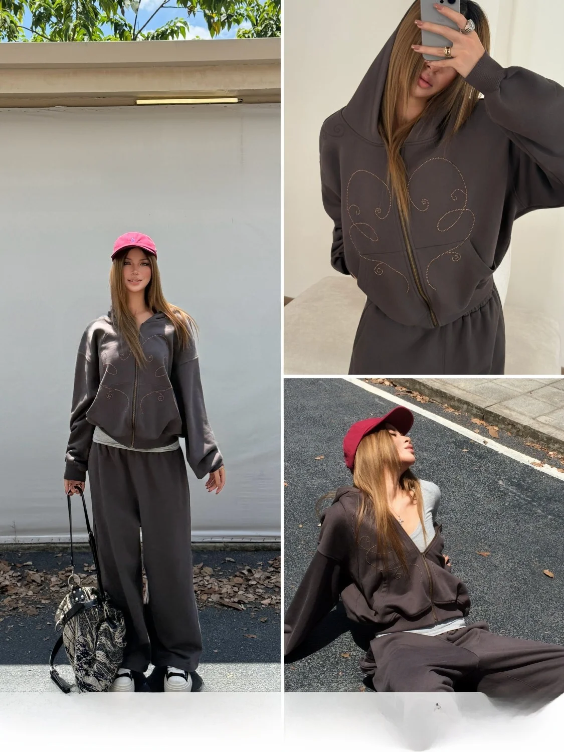 

Комплект с худи Audwyn Glitter и спортивными брюками прямого кроя, свободного силуэта, на молнии, с длинными рукавами, для весны и осени