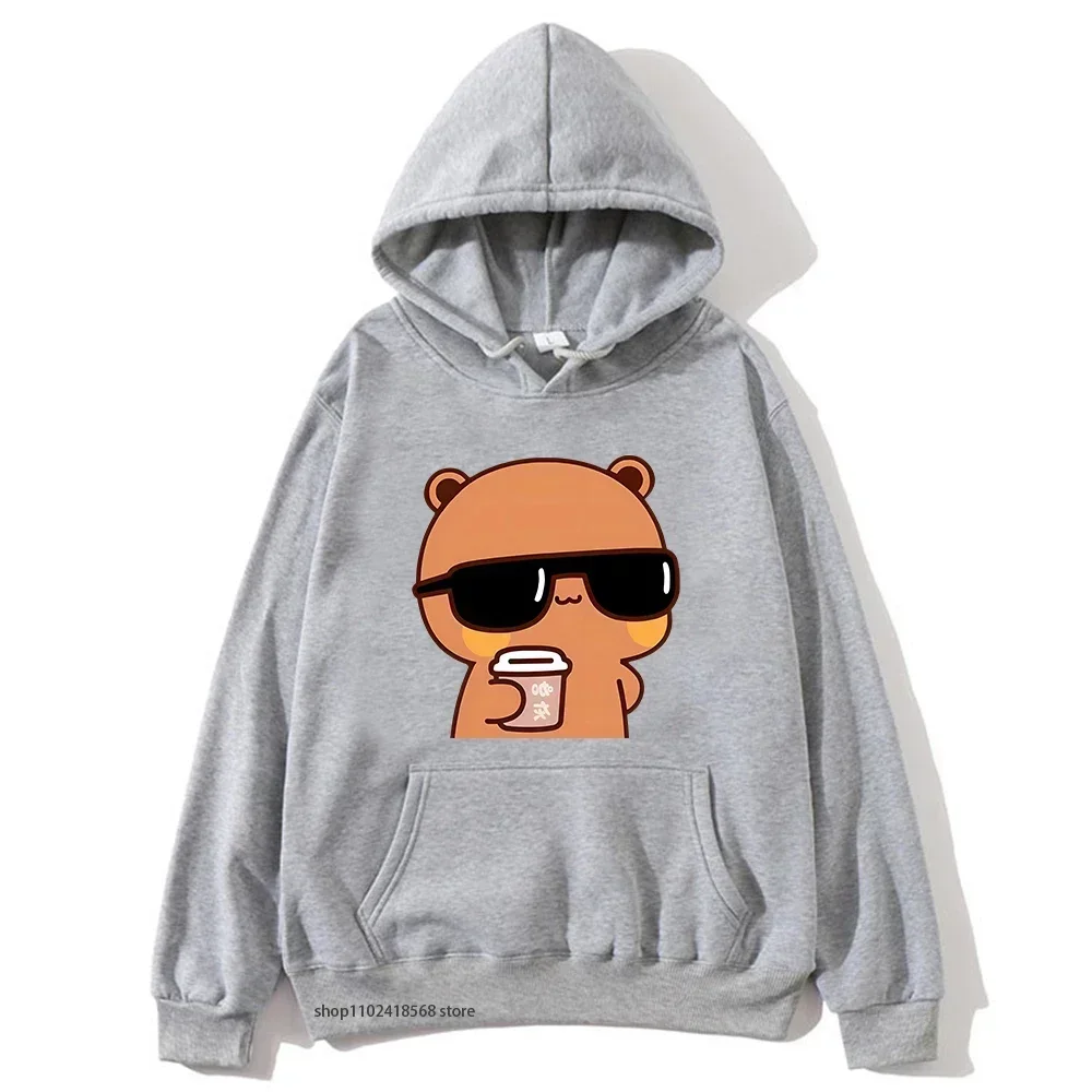 Couple Hoodies Bubu Is Watching Movie with Dudu Sweatshirts Cartoon Cute Graphic Pullover Women Kawaii Y2k Top Men Clothes Men