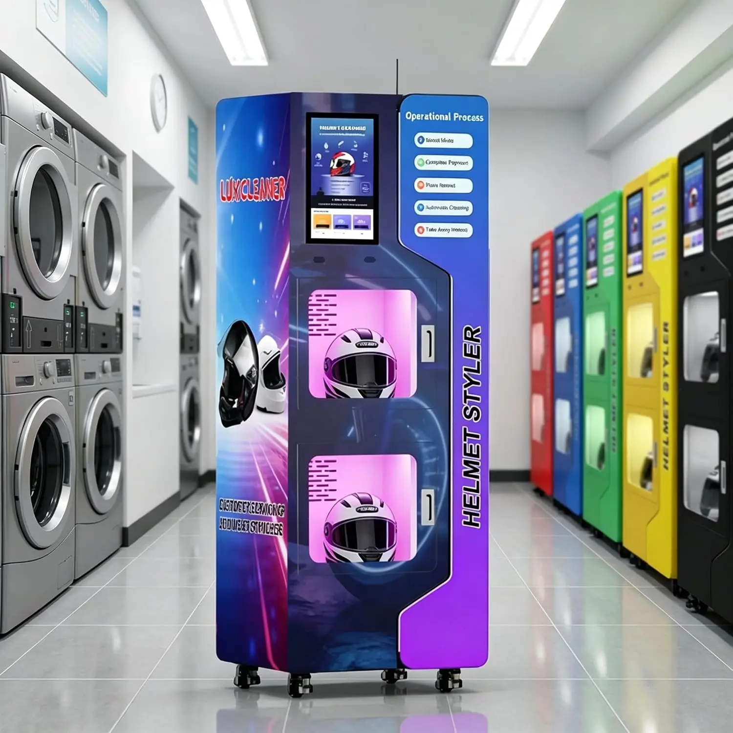 Customized Premium Self Service Helmet Cleaning Machine with Wash Dry Odor Removal Coin Card App Payment for Cycle Centers