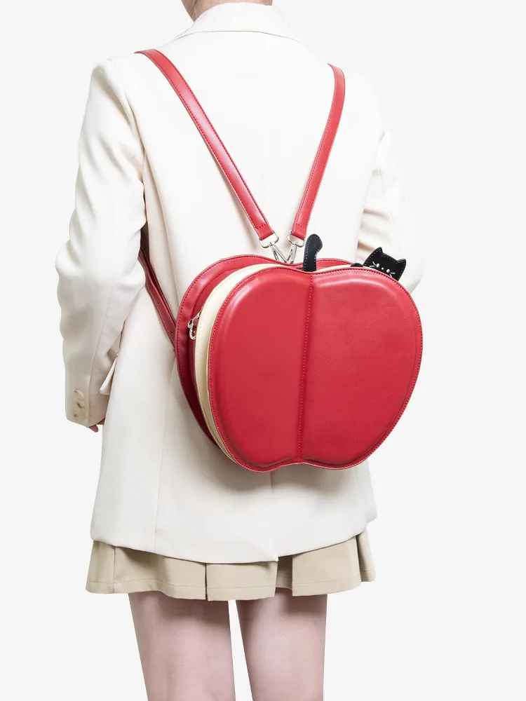 Fashionable New Flip Folding Apple Shaped Design Women's Bag, Personalized And Creative Multifunctional Portable Backpack Trendy