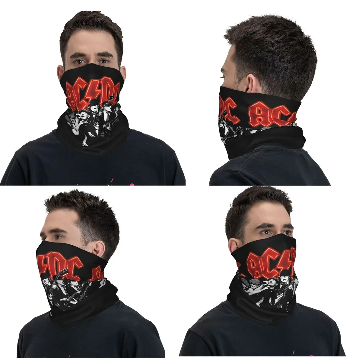 Rock Band AC DC Bandana Neck Cover Printed Wrap Scarf Warm Balaclava Running For Men Women Adult Washable