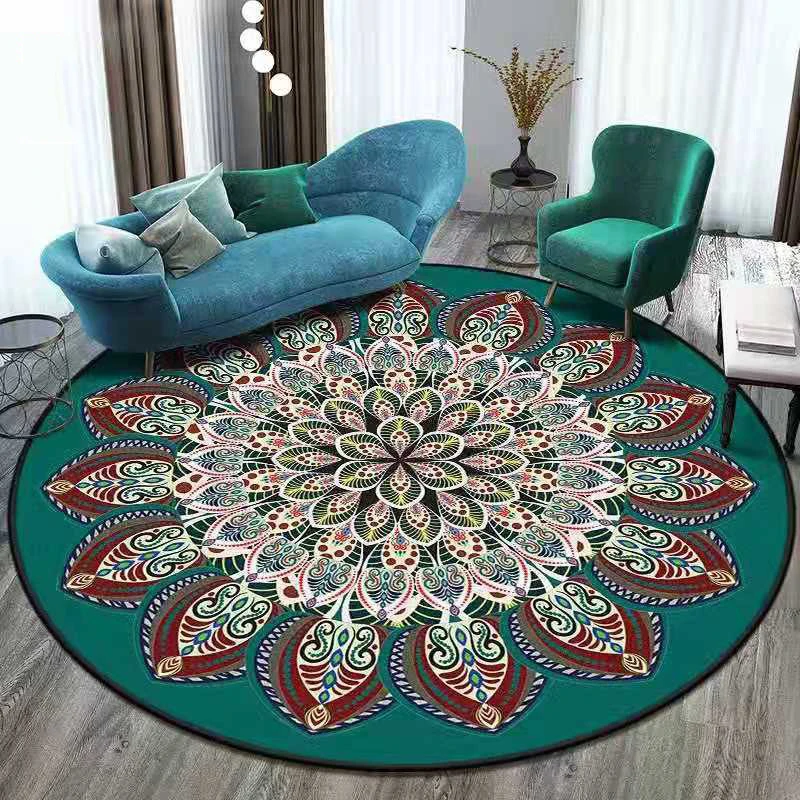 Round Carpet Ethnic Mandala Living Room  Floor Mat Chair Sofa Children   Decorative  Mode