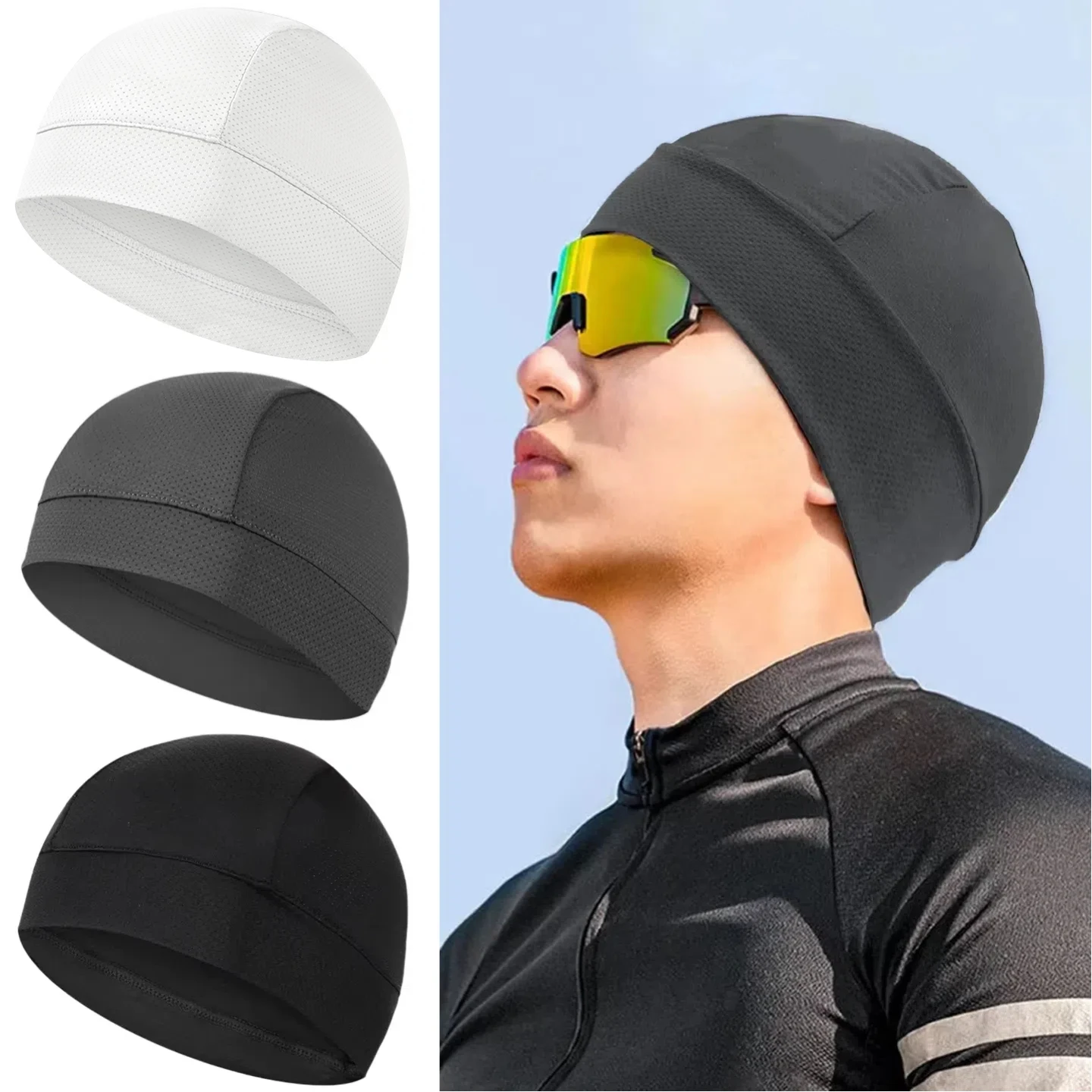 3pcs Ultra-Breathable Sports Skull Caps with Advanced Vented Fabric Technology 3Pcs Set for Cycling & Outdoor Performance