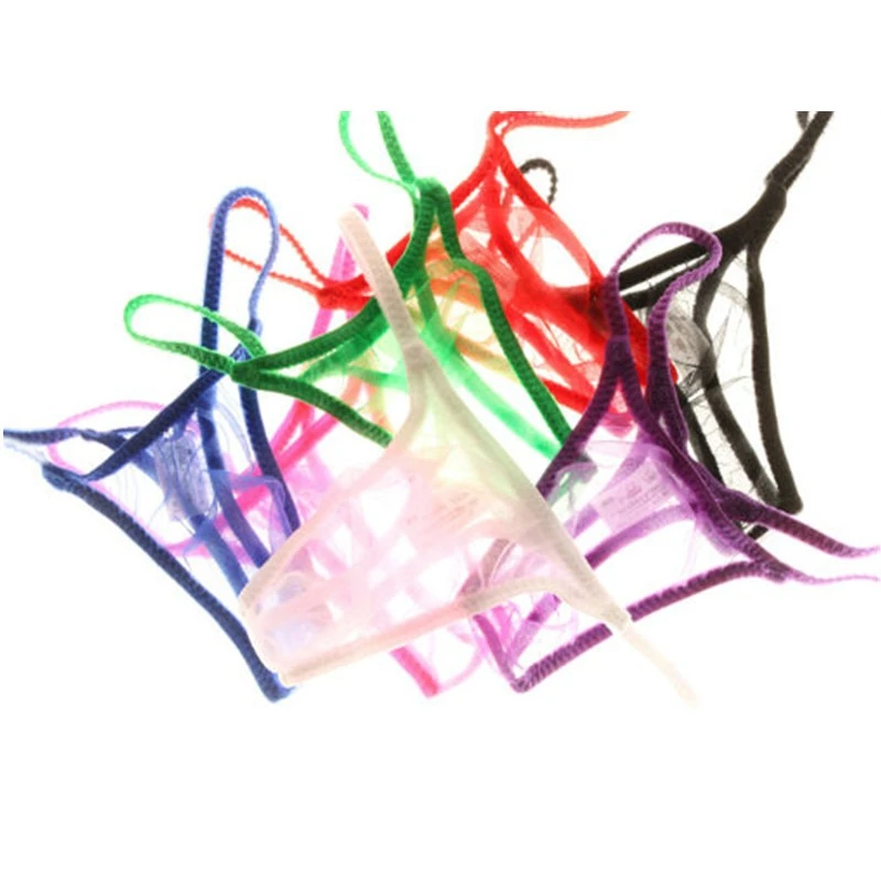 Men's See Through Mesh Double Strap Thong Low Waist Elastic Sexy Bikini T-string Panties Quick Dry Cool Feel Panties Underpants