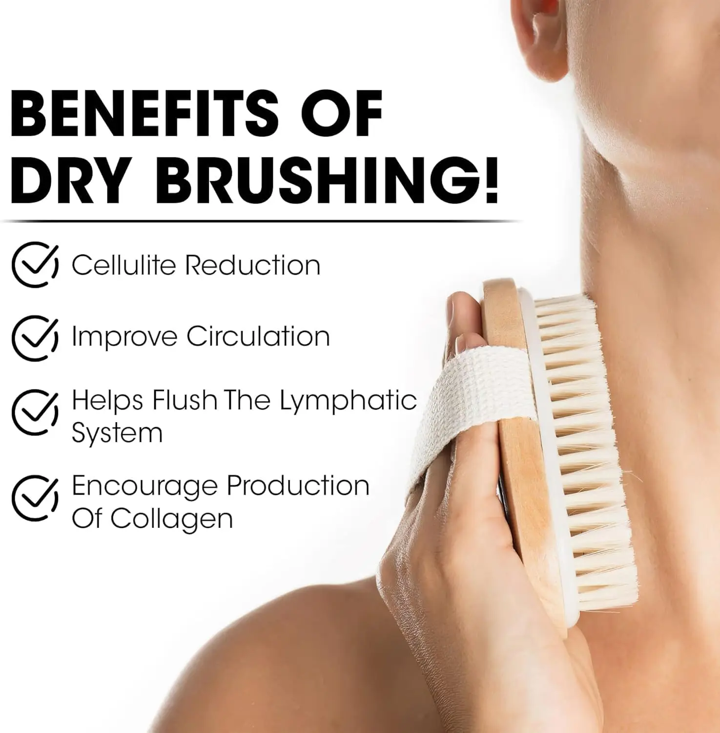 Bristle Horsehair Bath Brush Exfoliating Body Massage Brush Bristles are Soft and Moderately Suitable for Men and Women