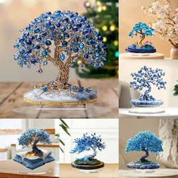 Blue Tree of Life Statue,2D Flat Plant Acrylic Figurine,Home,Office,Cafe,room,display Case,Table Ornament Desktop Decor Kit