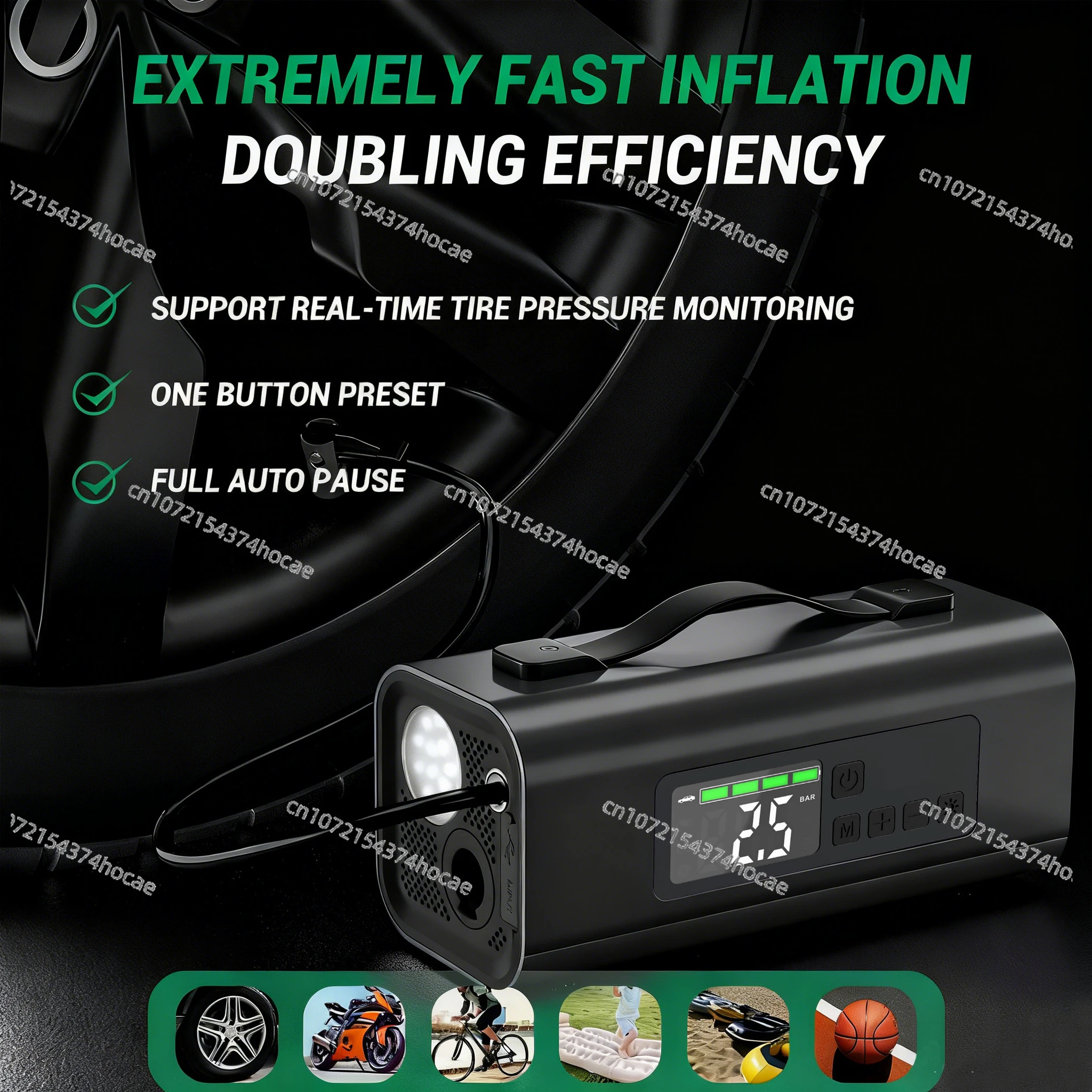 Portable car emergency starter with air compressor 8000mAh car battery booster, mobile power supply, emergency starter