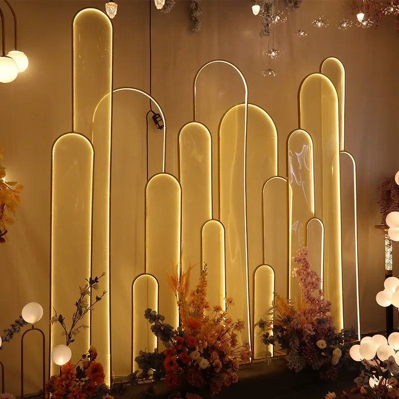 Golden Arch Door Scene Wrought Iron Arch Stand Wedding Road Balloon Stand Door Background