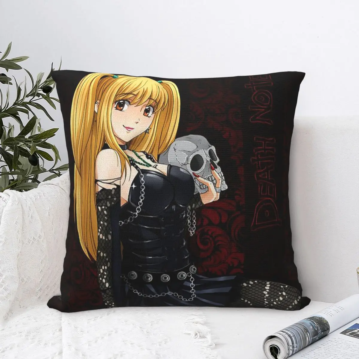 Death Note Square Pillow Covers Polyester Bed Car Anime Misa Amane Cushion Cover Funny Home Decoration Pillowcase 40*40