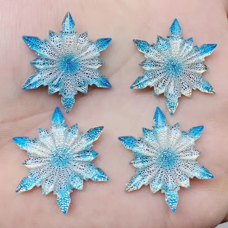 Christmas snowflakes Rhinestones Flat Back Acrylic Gems Crystal Stones Non Sewing Beads for DIY Clothes 32mm 10pcs -B42