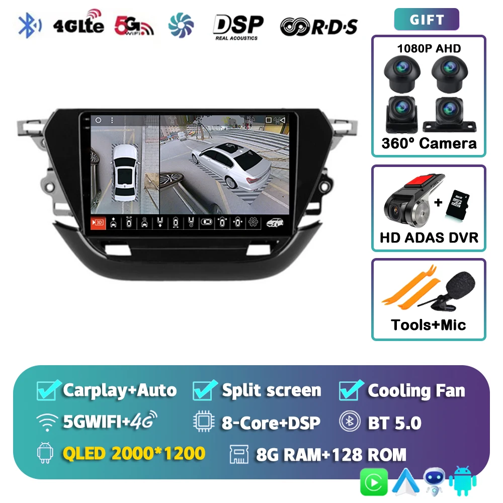 Android 15 Autoradio Multimedia Speler Voor Opel Corsa F 2019-2023 Auto Carplay Autoradio DSP wifi + 4G Ai voice 2 Din BT Video