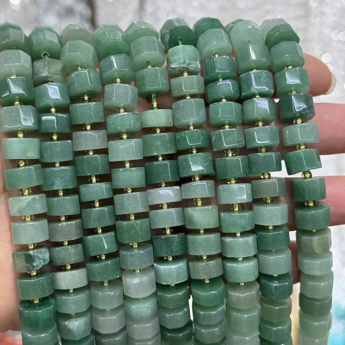 

Rose quartz green jade tigereye 10*5mm roundelle faceted DIY jewelry making 38cm nature FPPJ loose beads gem stone