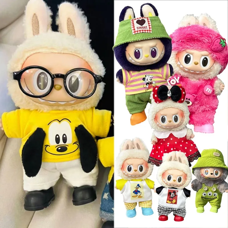 

15 17 см для куклы Лабу Дисней Микки и Минни Маус, наряд, одежда, плюшевая обувь с вышивкой, обувь Goofy Alien, одежда для косплея, аксессуары