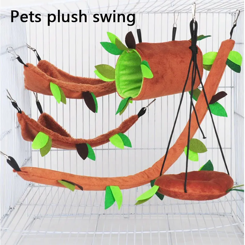 Pet Hammock Flannel Drill Barrel Hamsters Nest Guinea Pigs Small Pet Hanging Bed