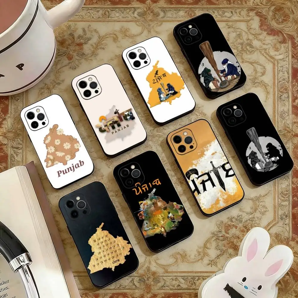 

P-Punjab Map Phone Case For iPhone 17, 16,15,14,13,12,11 Plus,Pro Max, Others Soft Black Cover