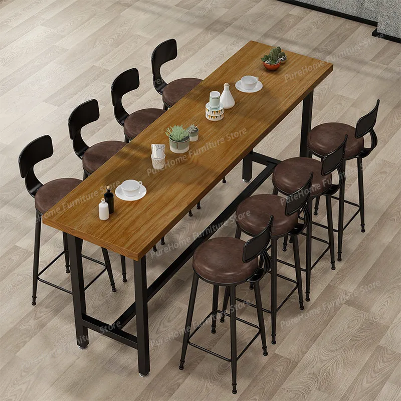 

Multi-Functional Long Solid Wood Console Table - Wall-Mounted Long Narrow Bar Desk for Balcony Commercial Use Bar Furniture