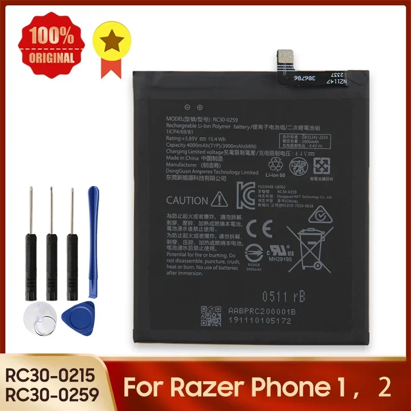 Replacement Battery RC30-0259 RC30-0215 For Razer Phone2 Razer Phone1 / Phone 1 2 Battery 4000mAh + Tool