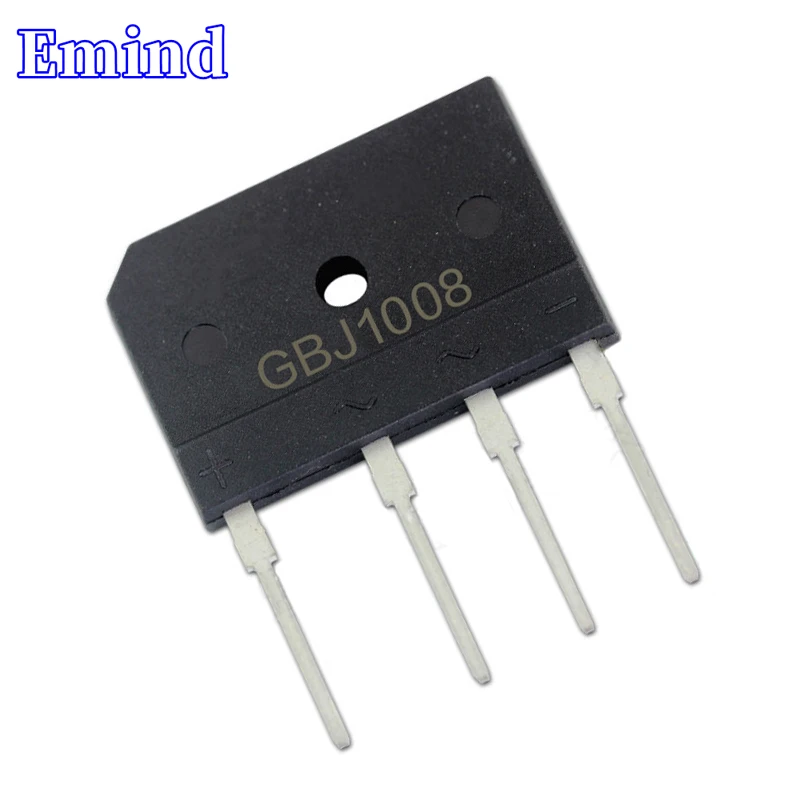 20/50/100/200/500Pcs GBJ1008 Bridge Rectifier GBJ10K Bridge Stack 10A/800V GBJ Footprint Flat Bridge Cutable Foot