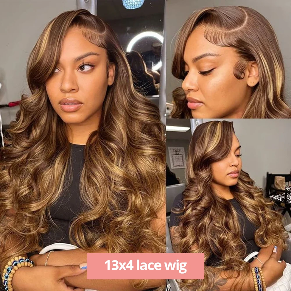 4/27 تسليط الضوء على شعر مستعار شعر الإنسان الجسم موجة الملونة شقراء HD 13x6 الدانتيل الجبهة باروكة من شعر طبيعي للنساء قبل قطعها الدانتيل شعر مستعار أمامي