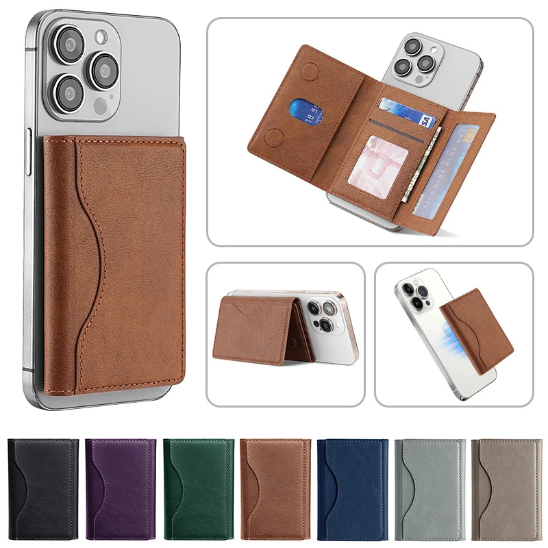 Magsafe Card Holder Trifold Magnetic PU Leather Wallets Card Bag Wallet for Apple for IPhone 16 15 12 13 14 Pro Max Plus Mini