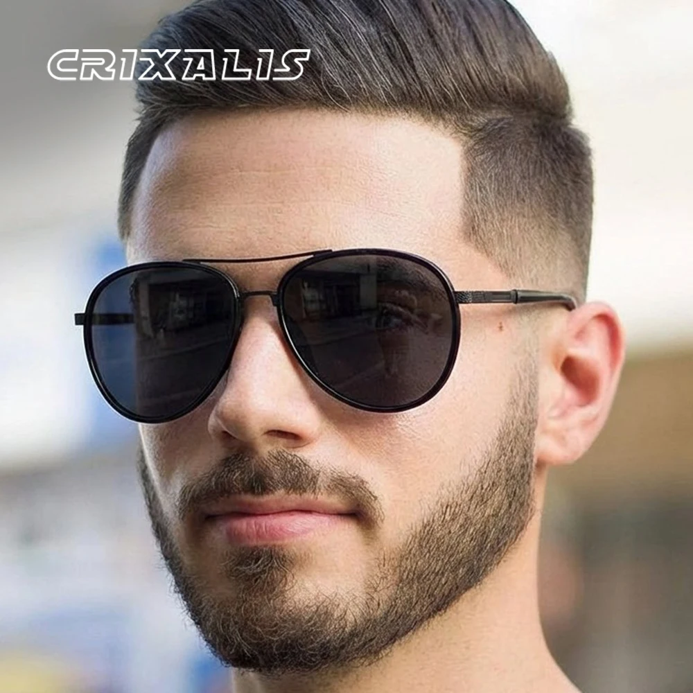 CRIXALIS Retro Pilot Polarisierte Sonnenbrille Männer Spiegel Metall Rahmen Gute Qualität Fahren Radfahren Reisen Anti-reflektierende UV400