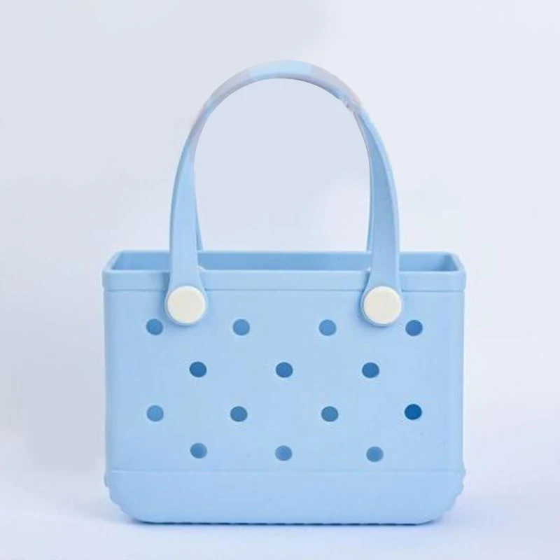 Bolsa de playa pequeña, bolso con agujeros, bolsa de aseo impermeable para natación, bolsa de viaje sencilla para verano al aire libre