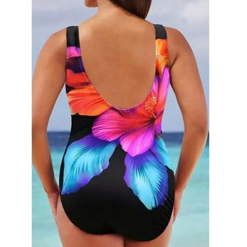 5XL One-Piece Large Size Swimwear 2024 Push Up Women\'s Plus Size Swimsuits Closed Female Body Bathing Suits For Pool Beach Wear