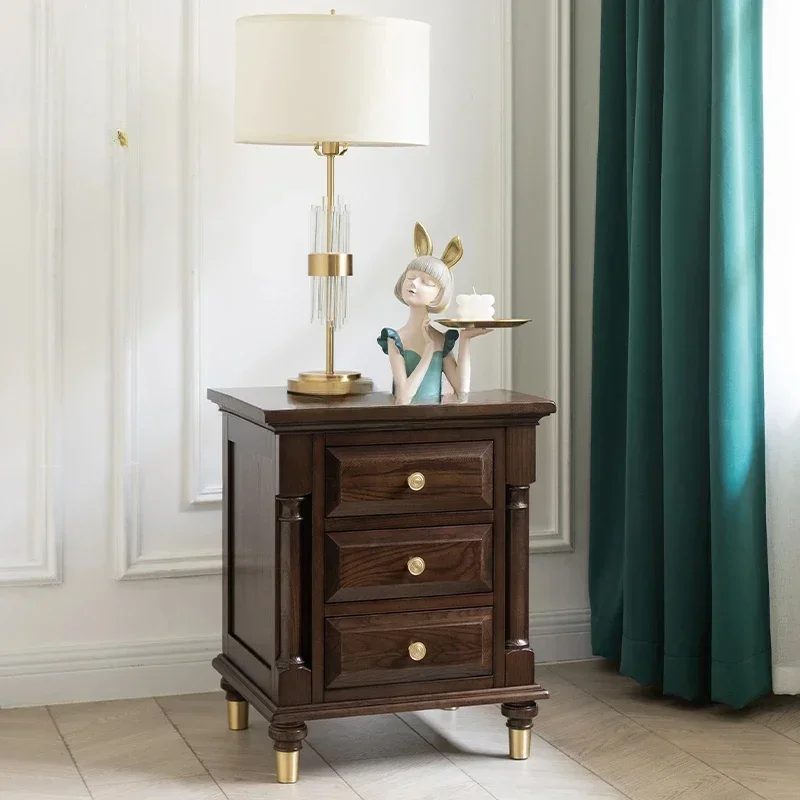 درج تخزين بجانب السرير، طاولة بجانب السرير، خشب متين، أثاث أمريكي فاخر، خزانة صغيرة #2