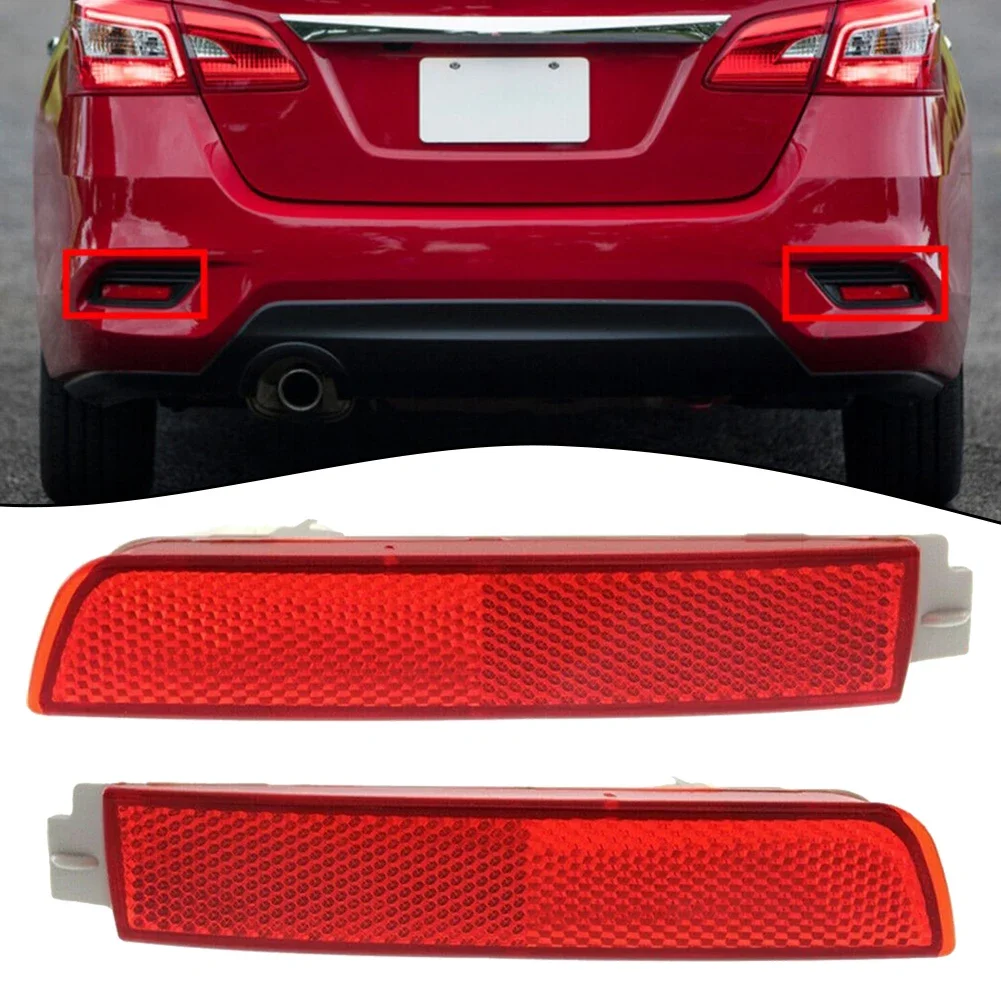 Set of Rear Bumper Reflector Lamp Lights for Nissan Sentra 2013 2018  Left+Right  Red Lens  Perfectly Fit Your Vehicle