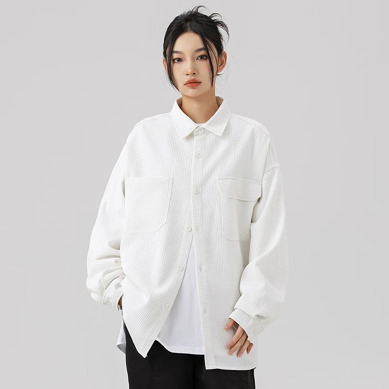 Premium Shirt  Jacket Casual Spring Autumn Loose Coat Spring Cardigan Turn-down Collar Spring