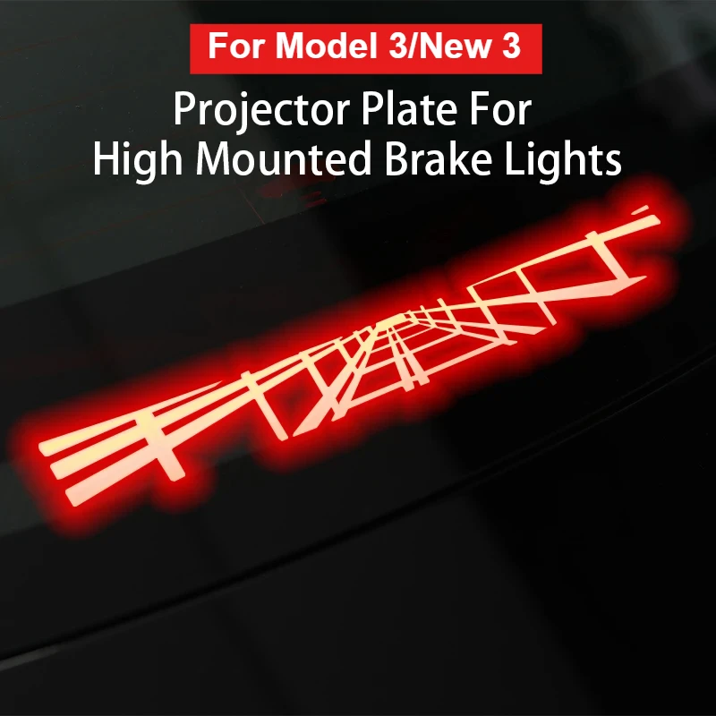 

For Tesla Model 3 New 3 Car High Brake Tail Light Sticker Carbon Fiber Car Brake Projection Board PVC Top Tail Light Sticker