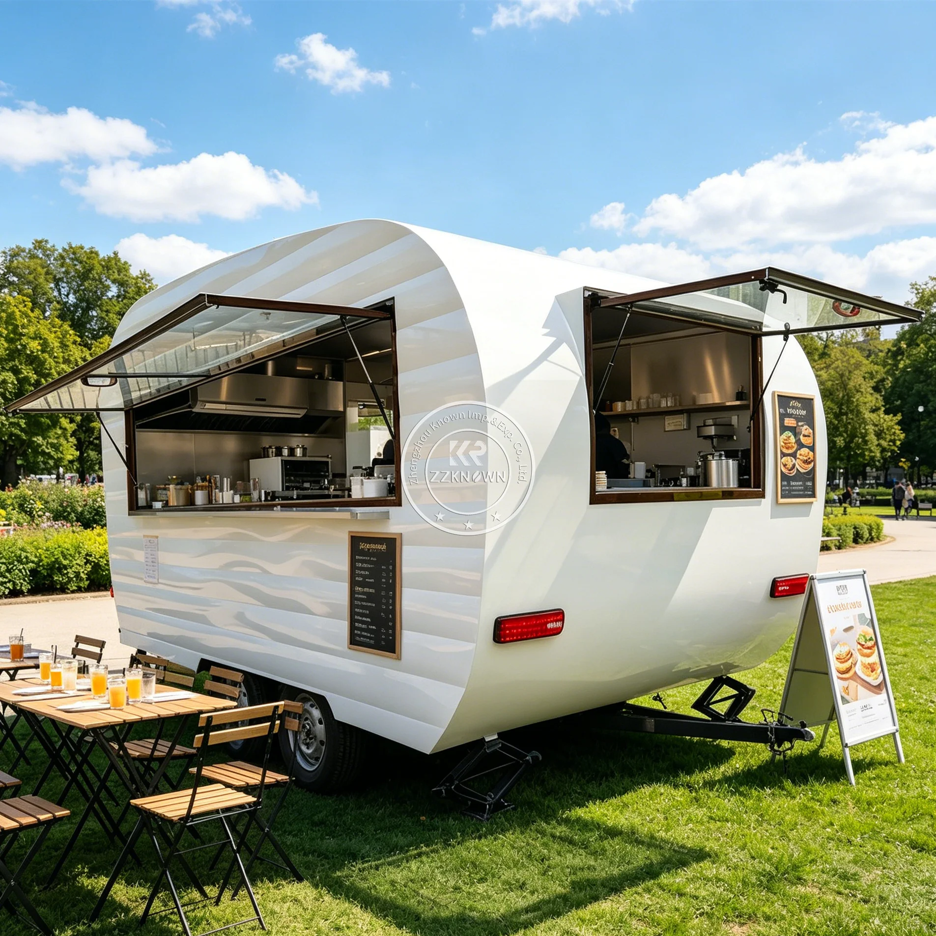 Custom Stree Food Trailer Mobile Kitchen Pizza Burger Ice Cream Cart Mobile Hotdog Bbq Fast Food Truck Trailer With Full Kitchen