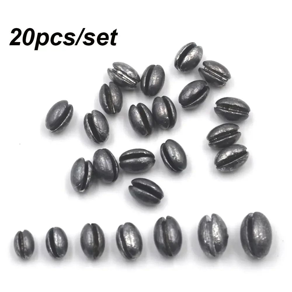 20PCS/Bag Round Shot Split Weights Line Sinkers Additional Weight Sinker Olive Shaped Hook Connector Fishing Lead fall