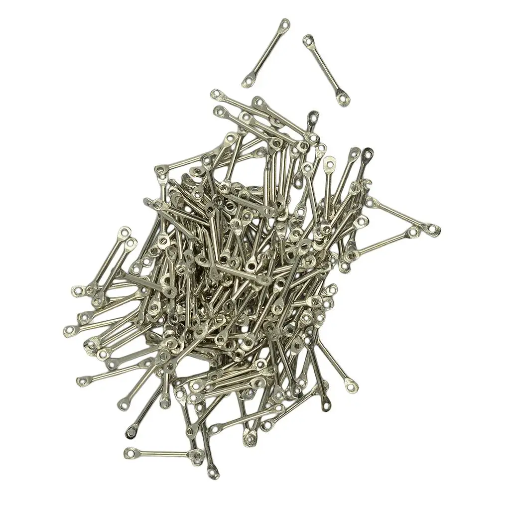 2-6pack 100pcs Silver Straight Metal Bar Connectors Bails Jewelry Making