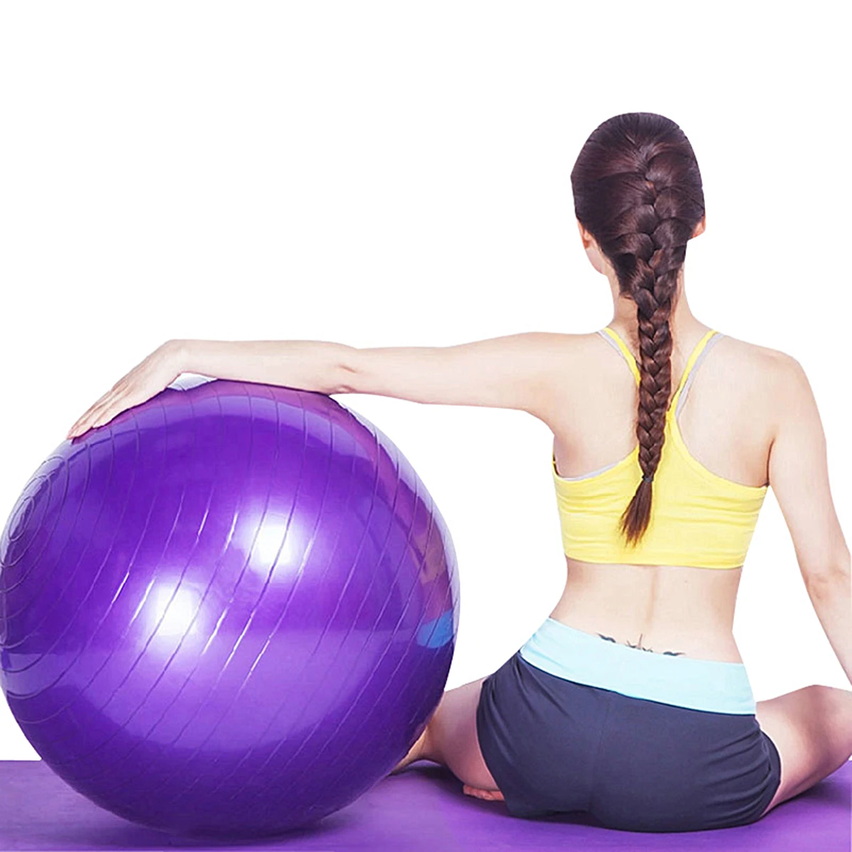 

75Cm Anti-Burst Yoga Ball 900G Pvc Exercise Stability Fitness Tool Balancing Home Gym Training Equipment Purple