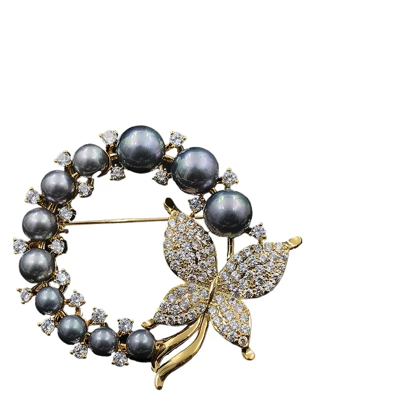 

1876 Luxury Gray Blue Garland Butterfly Brooch Women Exquisite Suit Neckline Jacket Corsage Scarf Pins Accessories Pearl Jewelr