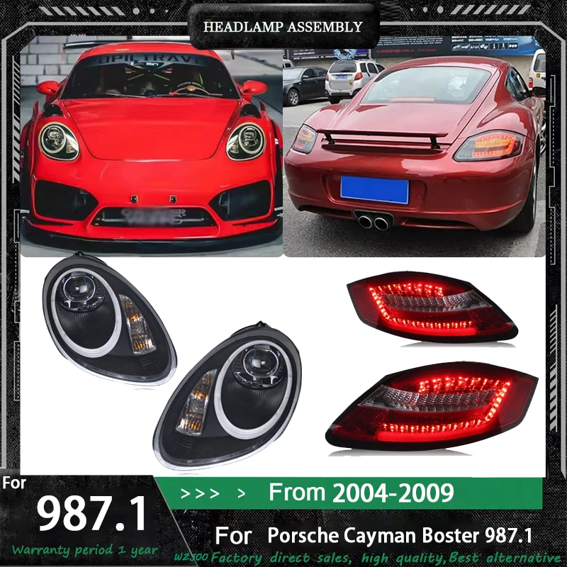 

Автомобильные фары + фонарь для Porsche 987-Series 2005-2008 Boxster Cayman галогенная модель OLED неоновая трубка черный корпус проектора
