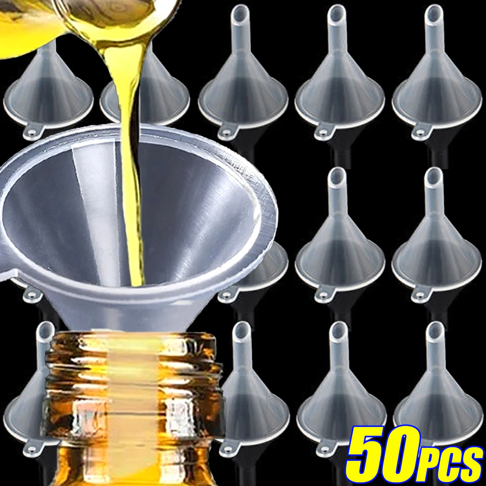 

50-2Pcs Mini Funnel 3/5cm Transparent Liquid Oil Funnel Small Mouth Funnel School Laboratory Experimental Supplies Kitchen Tools