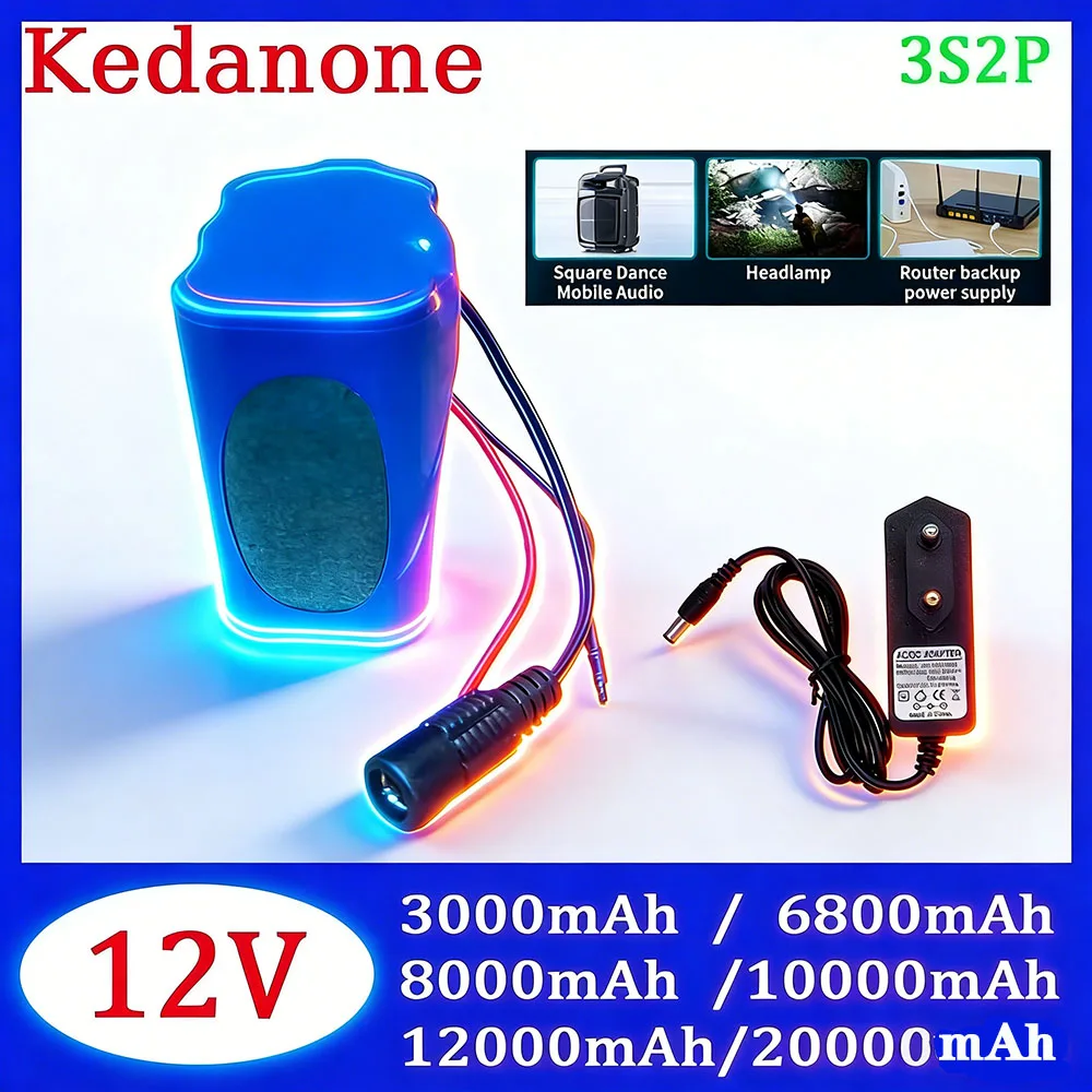 

2026 New 3S2P 12V 3000mAh-128000mAh 18650 Lithium ion Battery 12.6Ah Battery BMS Lithium Battery Pack Protection Board+Charger