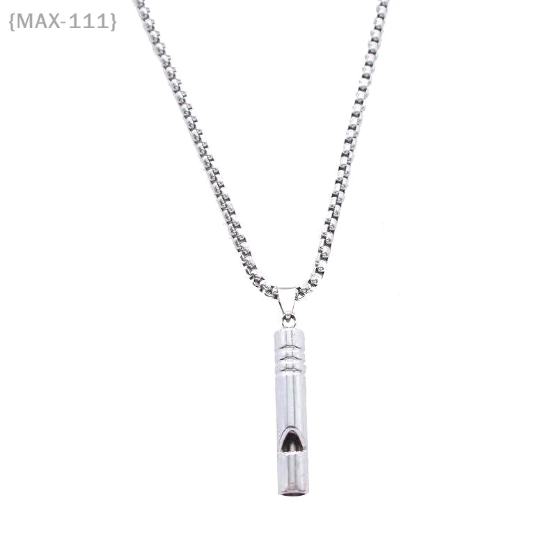 Collana con fischio Ciondolo Fischietto di sopravvivenza di emergenza Escursionismo all'aperto Collane da campeggio Fischietto punk in acciaio inossidabile