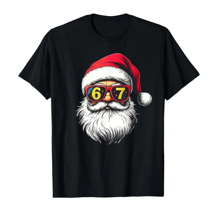 

6-7 Рождественская футболка 6 7 67 Santa Six Seven Meme для мужчин и женщин, футболки из 100% хлопка, топы с короткими рукавами 1110-2