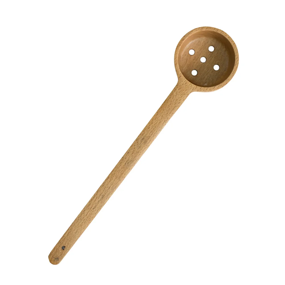 

Wooden Colander Spoon Long Handle Kitchen Tool Reusable Solid Wood Environmental Health Coffee Travel Loose Tea Porridge