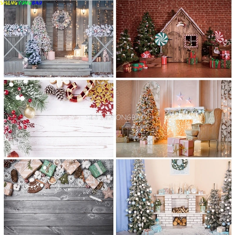 ชุดรูปแบบคริสต์มาสฉากหลังถ่ายภาพพื้นหลังรูปตุ๊กตาหิมะต้นคริสต์มาสฉากหลังภาพเหมือนสำหรับสตูดิโอถ่ายภาพ ZLDT-25