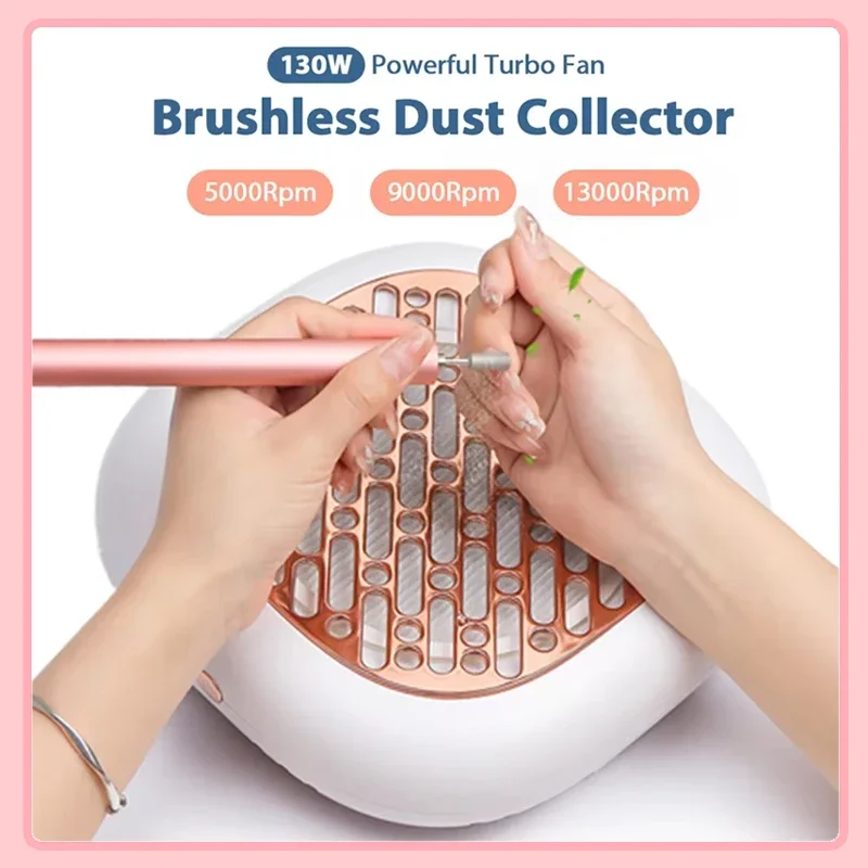 

130 Вт супер всасывающий бесщеточный пылесборник для ногтей, мощный пылесборник для ногтей, вентилятор для маникюра, пылесос с 2 фильтрами