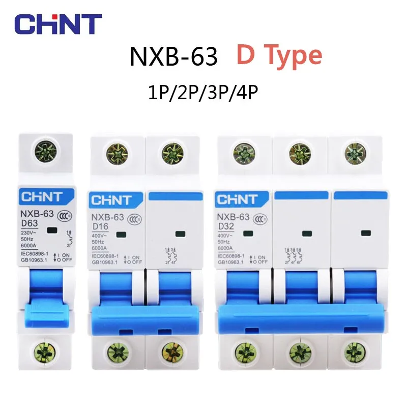 CHNT CHINT DZ47 Mini-disjoncteur | Mise à niveau, disjoncteur 100A en ligne 1P 2P interrupteur d'air domestique de Type D