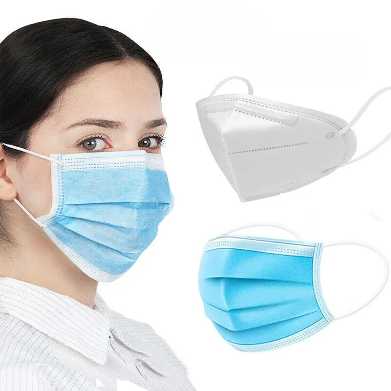 3-Layer Disposable Face Mask-Anti-Dust Non-Woven Meltblown Mouth Masks with Elastic Ear Loops 1000/500/100PCS (Blue/Pink/Black)