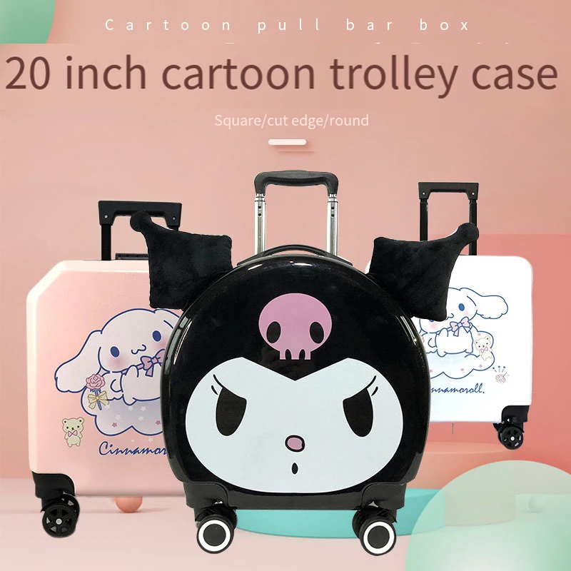 Sanrios Trolley Case Kuromi Anak baru Carry-On koper kartun Cinnamoroll Anime Kawaii Universal Wheel kapasitas besar siswa