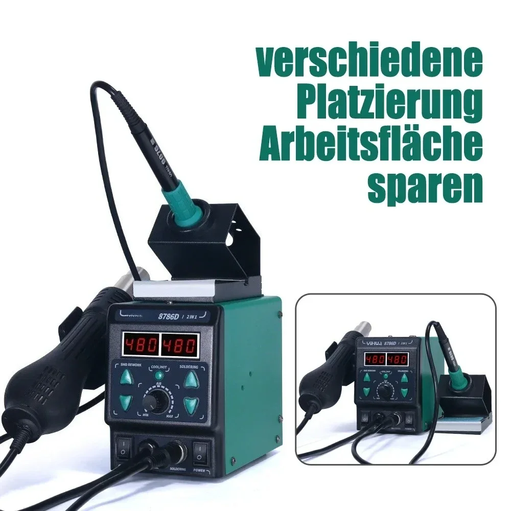 8786D-I 2-in-1 Soldering Iron and Hot Air Rework Station for SMD BGA and Mobile Phone Repair